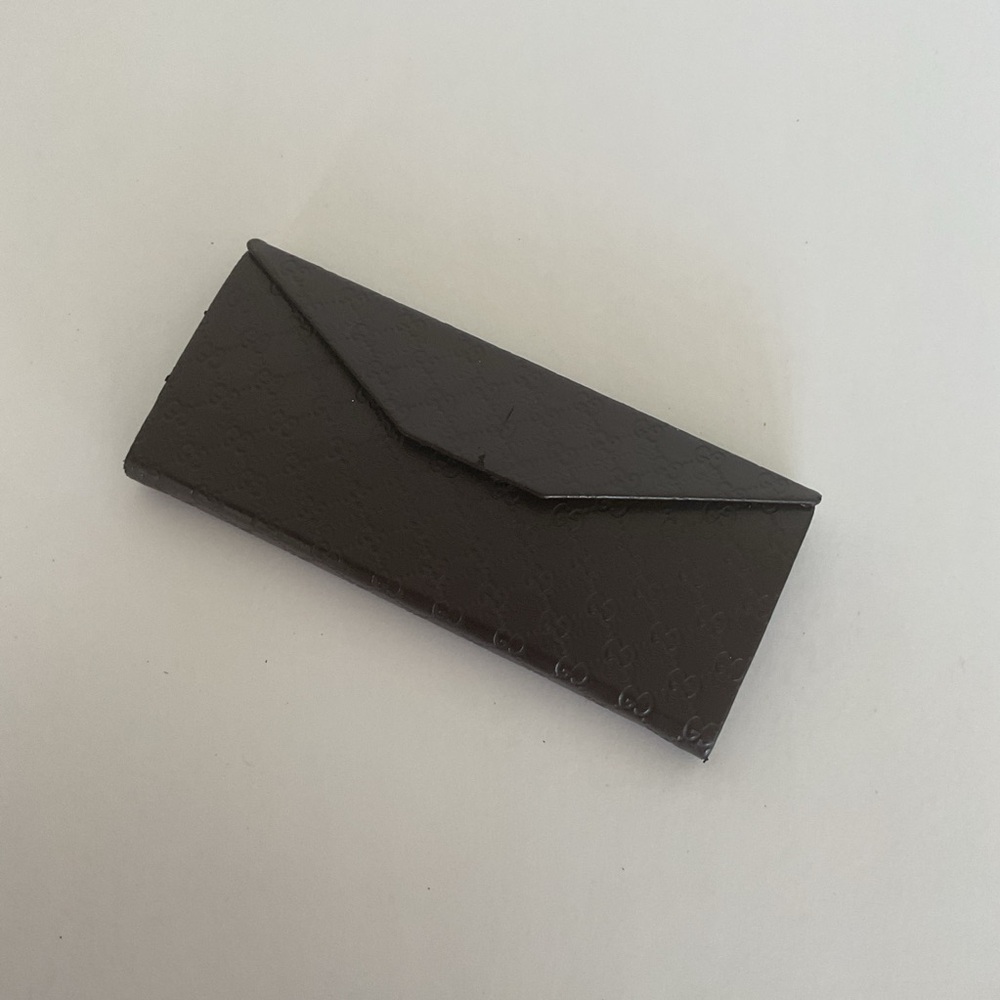 Gucci Dark Brown Embossed Glasses Case